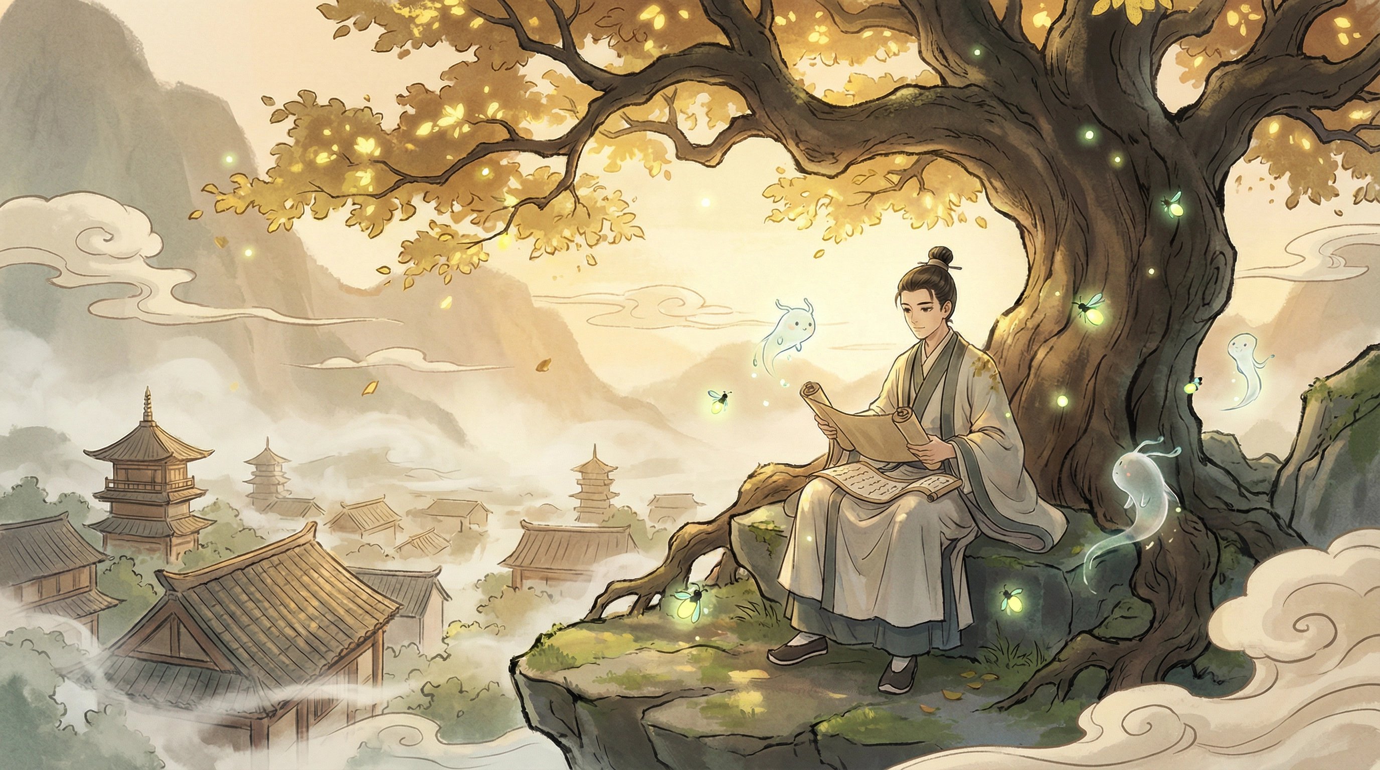 玩物社区-古树下的修行者